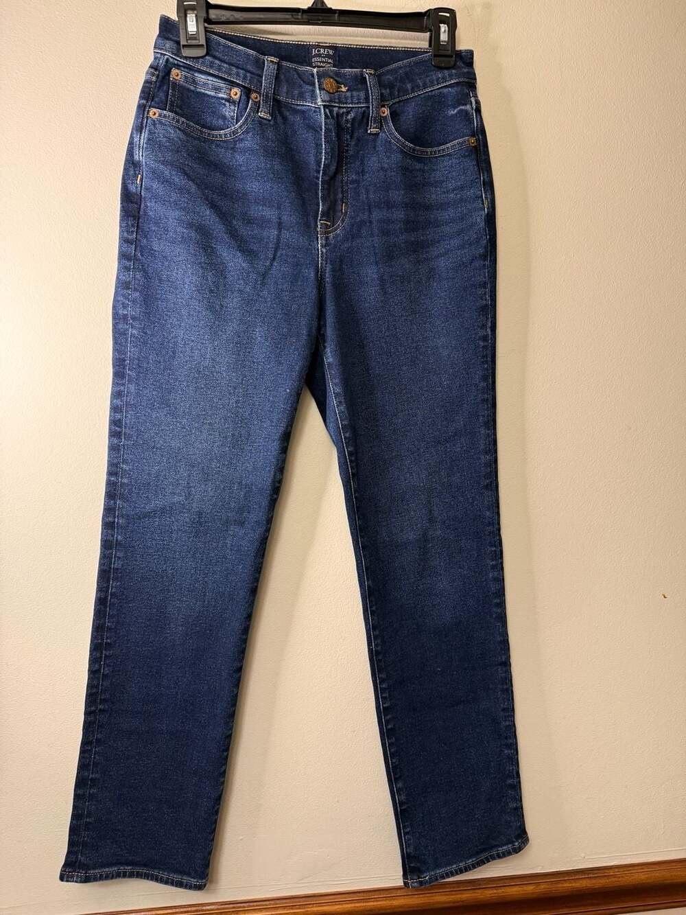 J.Crew Essential Straight Jeans Size 26 Dark Wash Blue Denim